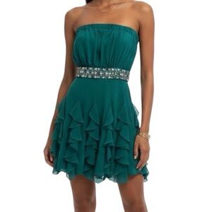 Green Jeweled Flirty Dress